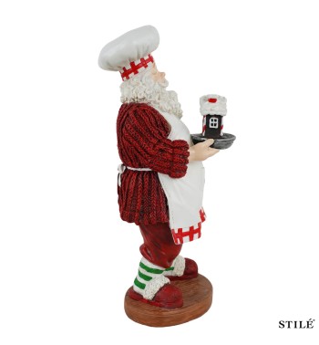 Babbo Natale Chef in Resina H.31,5 cm