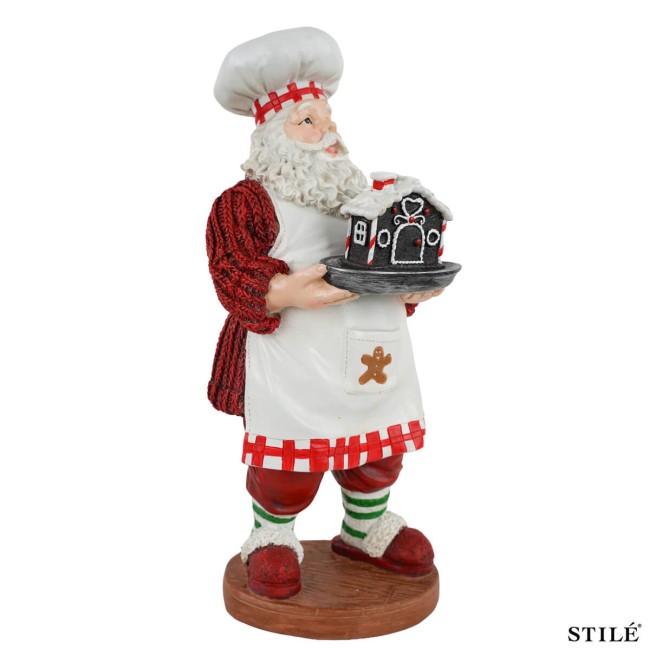 Babbo Natale Chef in Resina H.31,5 cm