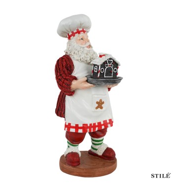 Babbo Natale Chef in Resina H.31,5 cm