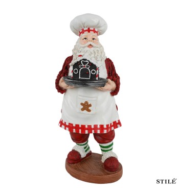 Babbo Natale Chef in Resina H.31,5 cm