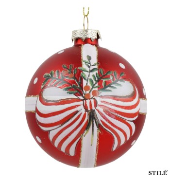 Palla di Natale Decorata in Vetro D.10 cm Conf.1pz