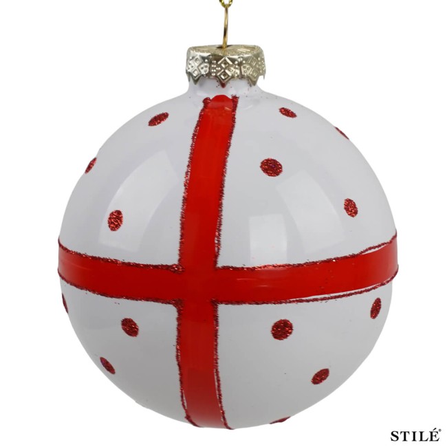 Palla di Natale Decorata in Vetro D.10 cm Conf.1pz