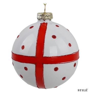 Palla di Natale Decorata in Vetro D.10 cm Conf.1pz