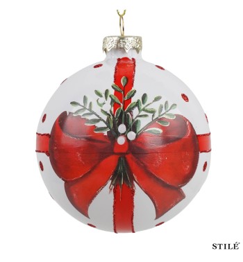 Palla di Natale Decorata in Vetro D.10 cm Conf.1pz