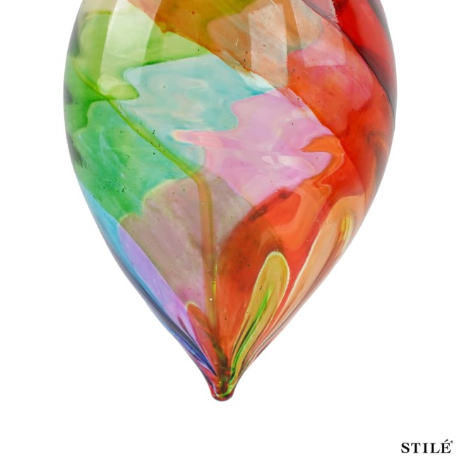 Goccia di Natale Decorata Multicolore in Vetro H.15,5 cm Conf.1pz