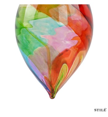 Goccia di Natale Decorata Multicolore in Vetro H.15,5 cm Conf.1pz