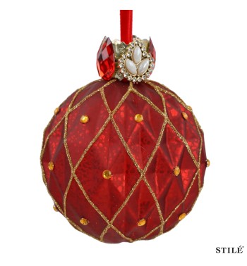 Palla di Natale Decorata D.10 cm Conf.1pz 2 Colori