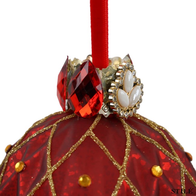 Palla di Natale Decorata D.10 cm Conf.1pz 2 Colori