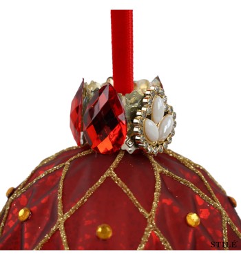 Palla di Natale Decorata D.10 cm Conf.1pz 2 Colori