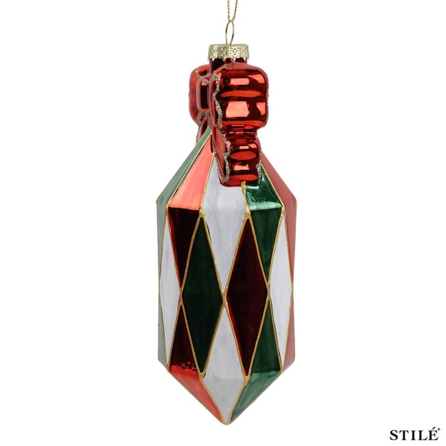 Pendente Natalizio in Vetro Decorato H.18 cm Conf.1pz