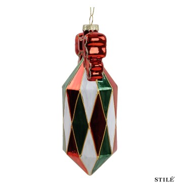 Pendente Natalizio in Vetro Decorato H.18 cm Conf.1pz