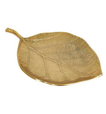 Vassoio Decorativo a Forma di Foglia Oro in Alluminio