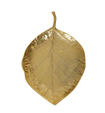 Vassoio Decorativo a Forma di Foglia Oro in Alluminio