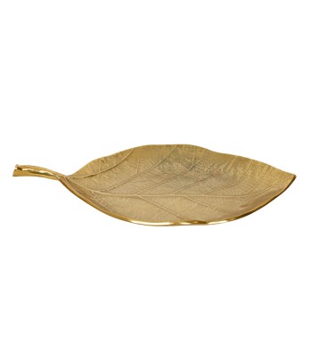 Vassoio Decorativo a Forma di Foglia Oro in Alluminio