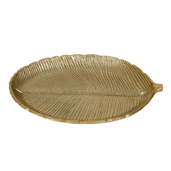 Vassoio Decorativo a Forma di Foglia Oro in Alluminio 30 cm