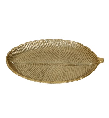 Vassoio Decorativo a Forma di Foglia Oro in Alluminio 30 cm