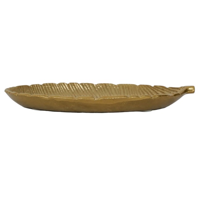 Vassoio Decorativo a Forma di Foglia Oro in Alluminio 30 cm