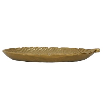 Vassoio Decorativo a Forma di Foglia Oro in Alluminio 30 cm