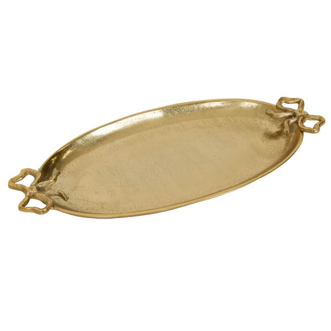 Vassoio Ovale Oro in Alluminio con Manici