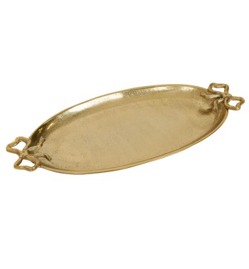 Vassoio Ovale Oro in Alluminio con Manici