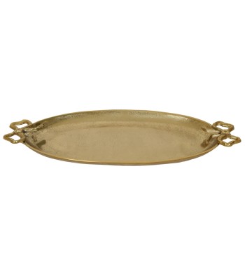 Vassoio Ovale Oro in Alluminio con Manici