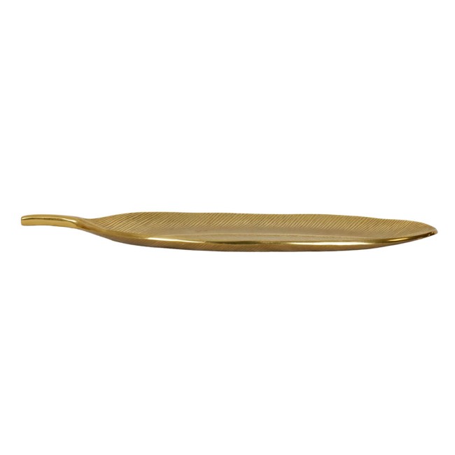 Vassoio Decorativo a Forma di Foglia Oro in Alluminio 59 cm