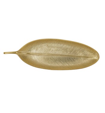 Vassoio Decorativo a Forma di Foglia Oro in Alluminio 59 cm