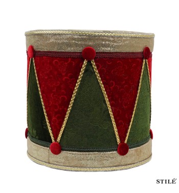 Tamburo Natalizio Decorativo Rosso e Verde 2 Misure