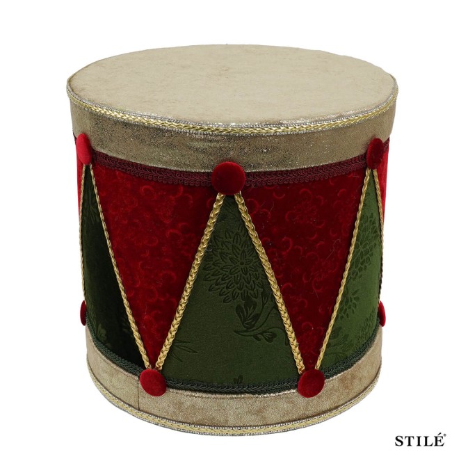 Tamburo Natalizio Decorativo Rosso e Verde 2 Misure