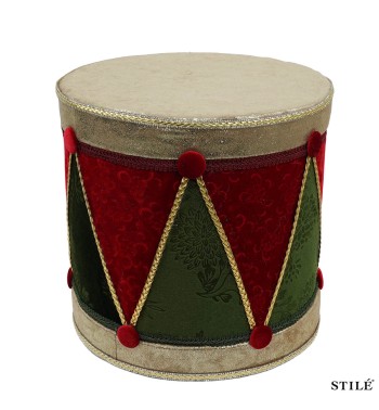 Tamburo Natalizio Decorativo Rosso e Verde 2 Misure