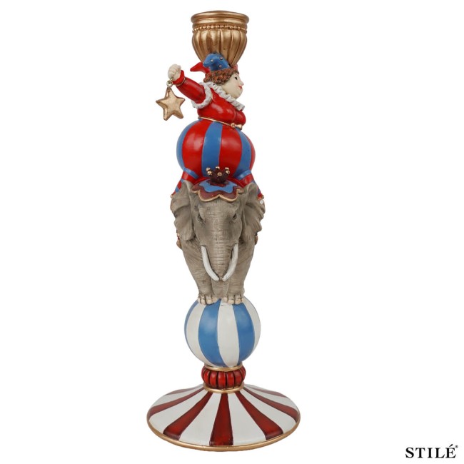 Portacandela Natalizio Jolly su Elefante in Resina H.30 cm