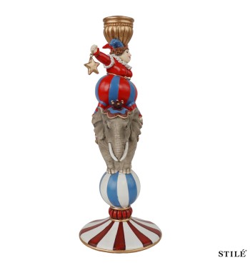 Portacandela Natalizio Jolly su Elefante in Resina H.30 cm
