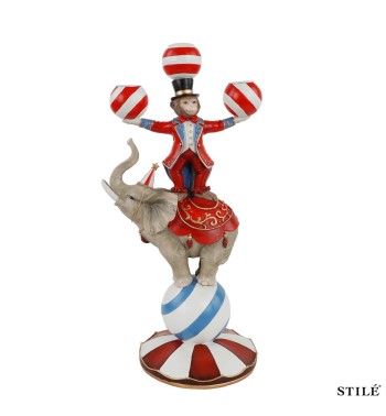 Portacandela Natalizio Scimmietta su Elefante H.37,5 cm