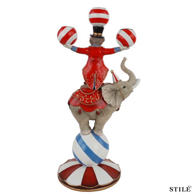 Portacandela Natalizio Scimmietta su Elefante H.37,5 cm