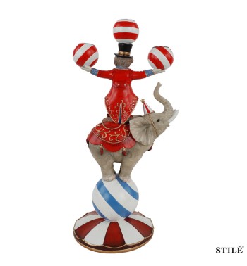 Portacandela Natalizio Scimmietta su Elefante H.37,5 cm