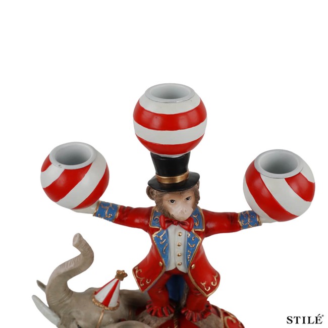 Portacandela Natalizio Scimmietta su Elefante H.37,5 cm