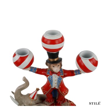 Portacandela Natalizio Scimmietta su Elefante H.37,5 cm