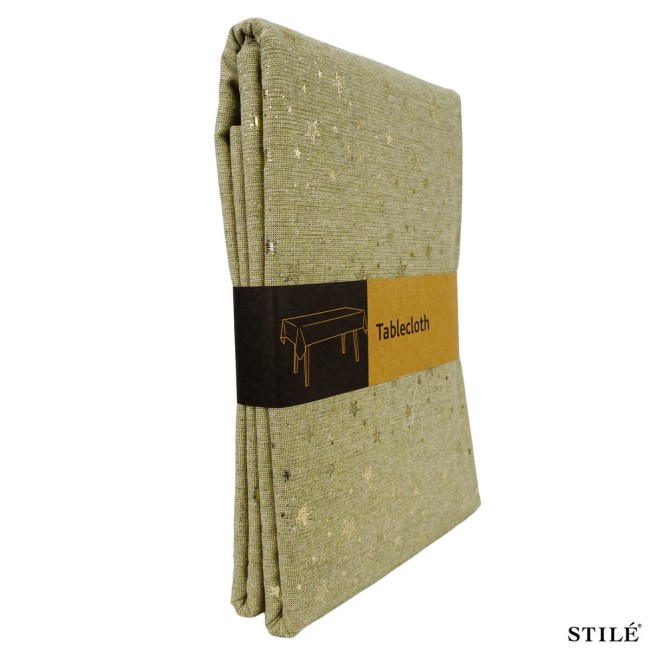 Tovaglia Natalizia Beige e Oro con Stelle 2 Misure