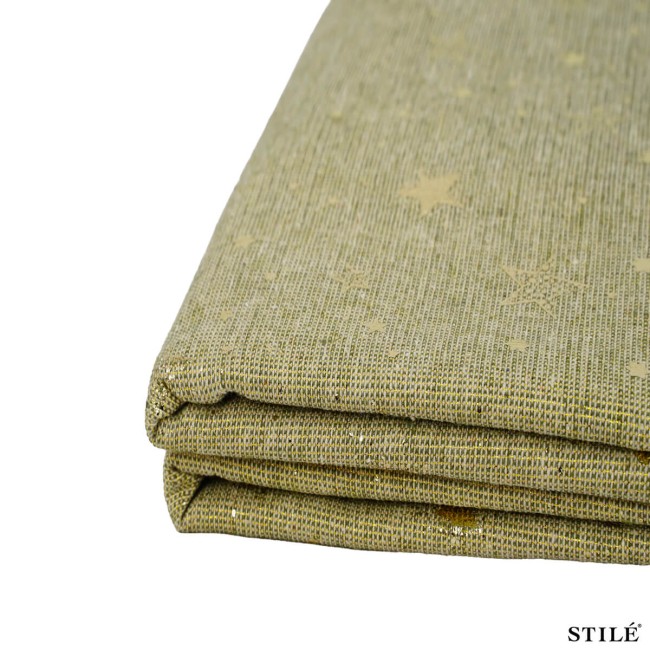 Tovaglia Natalizia Beige e Oro con Stelle 2 Misure