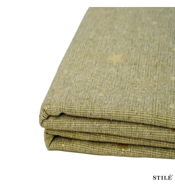 Tovaglia Natalizia Beige e Oro con Stelle 2 Misure