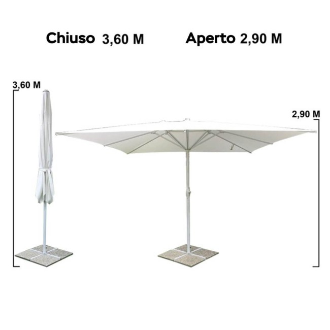 Ombrellone Palo Centrale in Alluminio da Esterno 4x4 m Bianco | Vespro