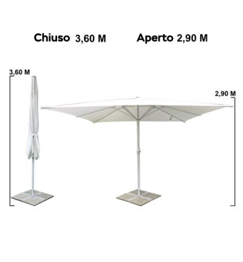 Ombrellone Palo Centrale in Alluminio da Esterno 4x4 m Bianco | Vespro
