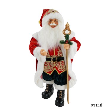Babbo Natale Decorativo Tradizionale con Abito Rosso e Scettro 3 Misure