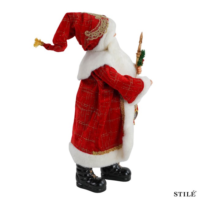 Babbo Natale Decorativo Tradizionale con Abito Rosso e Scettro 3 Misure