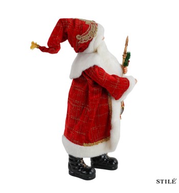Babbo Natale Decorativo Tradizionale con Abito Rosso e Scettro 3 Misure