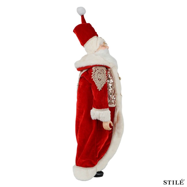 Babbo Natale con Abito Rosso, Bianco e Oro H.70 cm