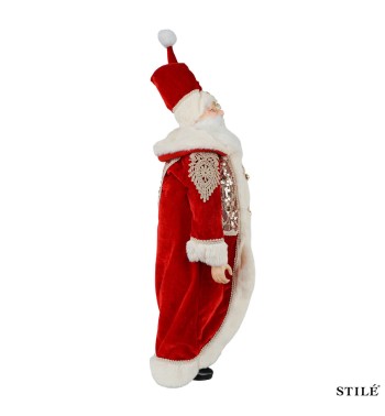 Babbo Natale con Abito Rosso, Bianco e Oro H.70 cm