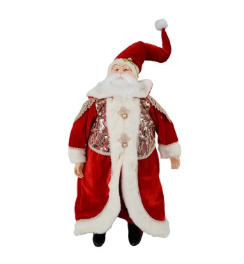 Babbo Natale con Abito Rosso, Bianco e Oro H.70 cm