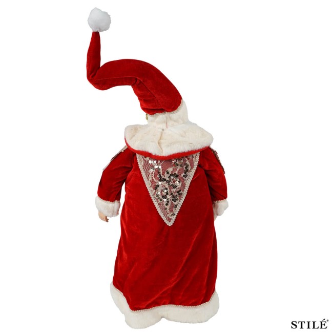 Babbo Natale con Abito Rosso, Bianco e Oro H.70 cm