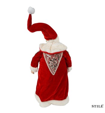 Babbo Natale con Abito Rosso, Bianco e Oro H.70 cm